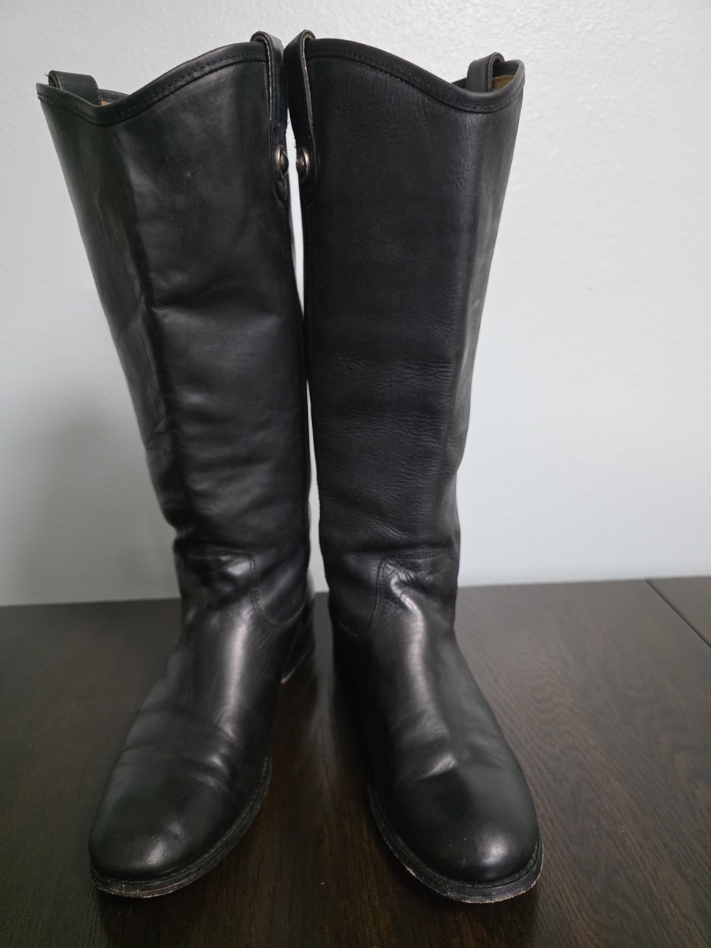 Frye Women's Tall Melissq  Black Leather Pull-On Riding Boots Size 8.5